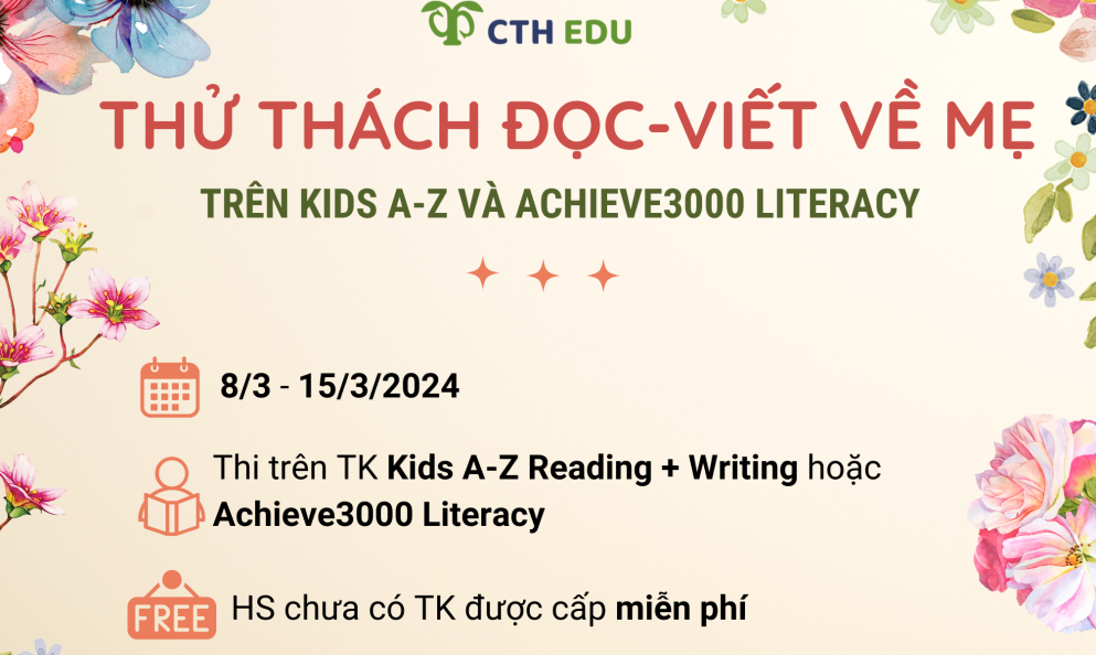 Thử thách Đọc - Viết về Mẹ trên Kids A-Z và Achieve3000 Literacy